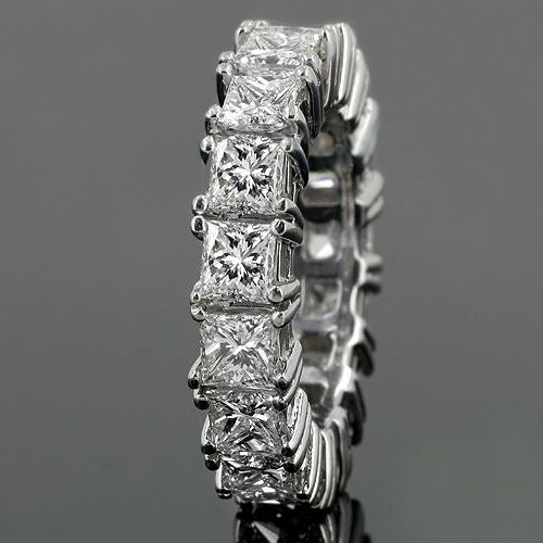 14K White Gold Womens Diamond Eternity Band 5.50 