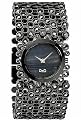 Dolce Gabbana - DW0245 - Montre Femme Manchette - Quartz Analogique - Cadran Nacre Noir- Bracelet Acier Noir - Pierres Noires