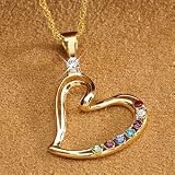 Personalized Mother's Heart Birthstone Pendant Necklace - 18K Gold