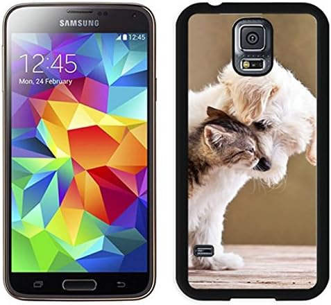 Hard Plastic Phone Case Cover with Puppy Kitten Friends Animals Caring Tenderness for Samsung Galaxy S5