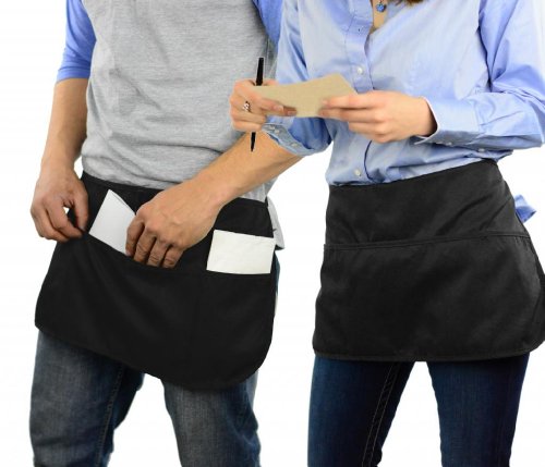 Mato & Hash Double Sided 3 Pocket Teflon Treated Waist Apron W/ Pen Holder