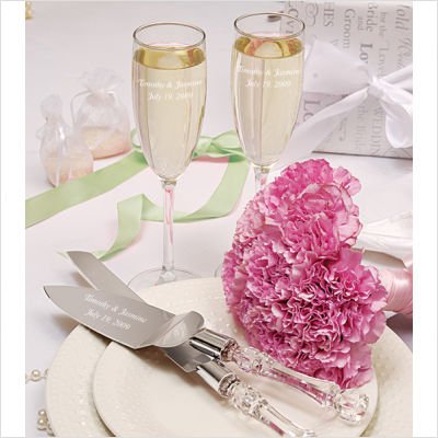 Cathy's Concepts S2603W Simplicity Champagne Flutes & Cake Server Set