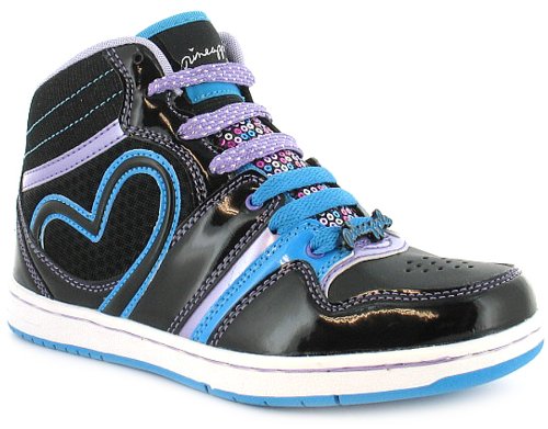 Girls Black Pinapple Hi/High Top Fashion Trainers/Boots -