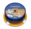 Verbatim DVD-R Advanced AZO + 16x 4,7 GB Glossy bedruckbar DVD-Rohlinge 25er Spindel