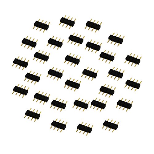 Xtf2015 30pcs 4 Pin Connectors Male for Led Strip Lights RGB 5050 3528 Insert Easy Use