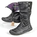 NEW8TEEN M&auml;dchen Winter Stiefel, Decksohle Leder, Zierkn&ouml;pfe, schwarz