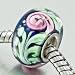Fleur rose vert Perles en verre de Murano Feuille Convient Pandora Chamilia et autres bracelets