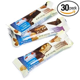 Atkins Advantage Caramel Bars, Variety Pack (Chocolate Peanut Nougat, Double Chocolate Crunch & Fudge Brownie), 1.6-Ounce Bars (Pack of 30)