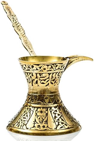 Beautiful Turkish Greek Arabic Coffee Pot 100% Brass Coffee Maker Traditional Stunning Design