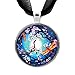 Laura Milnor Iverson Peace Sign Tree Orange Dragonflies Necklace Teal Blue Moon Cherry Blossoms Handmade Art Pendant