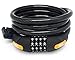MEETLOCKS® Combination Coiled Cable Lock, Dia.12mmx5 Feet(L) Cable With A Free Charge Easy-fix Bracket, Fits For The Stem Of Dia.26-40mm