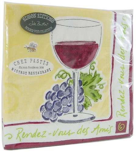 French Cocktail napkins with wording and figural design wines