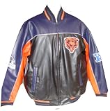 Chicago Bears Pleather Varsity Jacket with Knit Collar