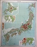 1920 COLOUR MAP JAPAN YEZO KOREA TOKYO