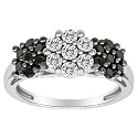 14k White Gold Black and White Diamond Cluster Ring (1 cttw, H-I Color, I2-I3 Clarity)