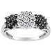 14k White Gold Black and White Diamond Cluster Ring (1 cttw, H-I Color, I2-I3 Clarity)