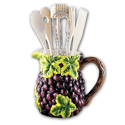 Grapes Wine Kitchen Utensil Tool Set Decor Pitcher 7 Piece