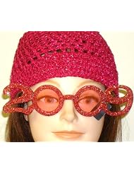 Hand Crocheted Fushia Metallic Gimp Skull Cap Offered in Combination with Fushia Frame 2009... by Gita