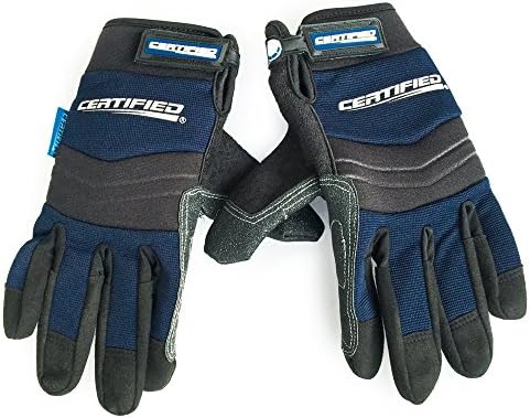 Upgraded Unisex Flexible All Purpose Synthetic Leather Palm Spandex Back Grip Work Gloves Dark Blue (Extra Large) (Large)