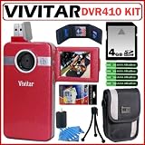 Pocket Video Camera Vivitar DVR410 Digital Video Recorder With 180 degree Screen in Strawberry Red + 4GB Accessory Kit Pocket Video Camera Vivitar DVR410 Digital Video Recorder With 180 degree Screen in Strawberry Red + 4GB Accessory Kit