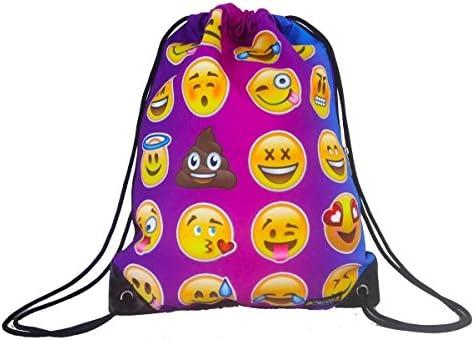 Sling Bag PE Sports Backpack Emoji Emoticon Canvas School Work Travel Lightweight Pink