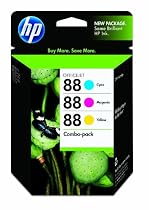 Original HP 88 Officejet Ink Cartridge Combo-Pack (Cyan, Magenta and Yellow) in Retail Packaging