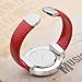 Top Plaza Fashion Women's Cuff Watch, Round Case PU Leather Band, Red