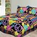 Bright Black Pink Purple Peace Love Girls Teen Full Comforter Set