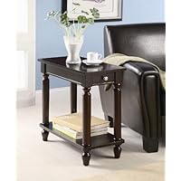 Side Table with Storage Drawer and Shelf in Cappuccino Finish