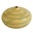 Handcrafted Spring Fresh Terracotta Gourd Vase With Green And Cream Swirl Design