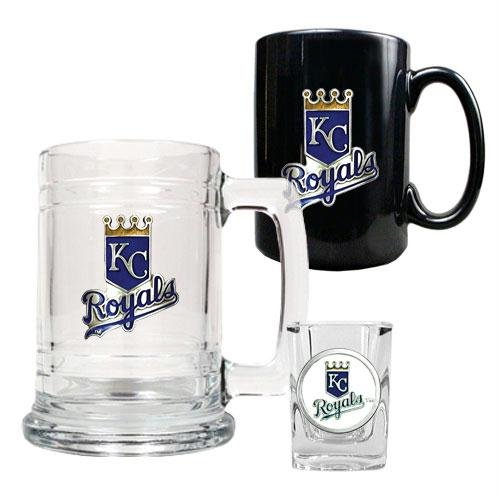 MLB Kansas City Royals 15-Ounce Tankard, 15-Ounce Ceramic Mug & 2-Ounce Shot Glass Set - Primary Logo