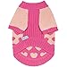 Blueberry Pet Cutie V-Neck Dog Sweater in Shrimp Color with Pink Hearts, Back Length 12