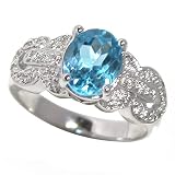 2.2ct Genuine Natural Blue Topaz Gemstone and Diamond 10k White Gold Ring