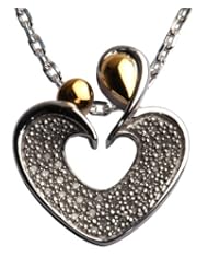Sterling Silver Diamond Mom and Child Heart Pendant Necklace (1/10 cttw, H-I Color, I2 Clarity), 18"