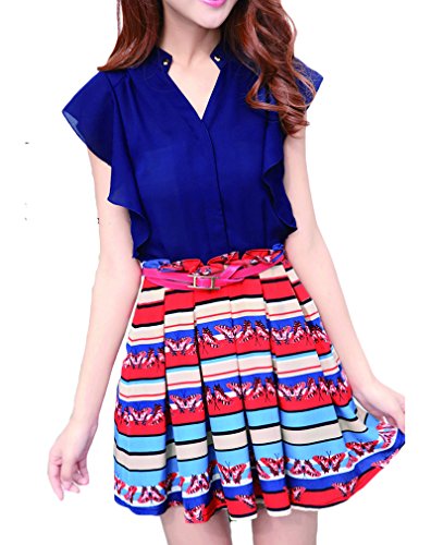 (ディーコッテ)D'Kotte 切り替え ワンピース フレア スカート ブラウス ワンピ aライン 大人 かわいい 膝丈 ドレス レディース neay090