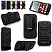 One Touch Fierce 2 - Cellularvilla Hard Soft Dual Layer Hybrid Armor Shell Holster Kickstand Combo Case with Locking Belt Swivel Clip Case Cover for Alcatel One Touch Fierce 2 7040T (Black)