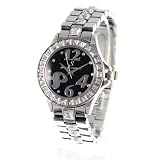 Montre femme bracelet m&eacute;tal, contour de strass