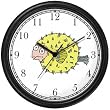 Blow or Puffer Pufferfish or Porcupine Fish Animal Wall Clock by WatchBuddy Timepieces (Slate Blue Frame)