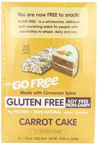 NuGo FREE Bar, Carrot Cake, 1.59-Ounce Bars (Pack of 12)