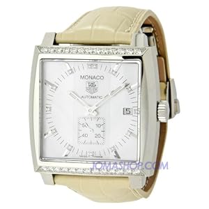 TAG Heuer Midsize Monaco Diamond Accented Automatic Leather Watch #WW2114.FC6215