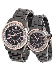 Orient Idea Ori-0343E All Stainless Steel Wrist Quartz Watch Timepiece with Round Case for Couples Lovers - Black