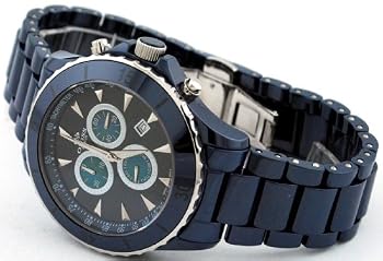Oniss #ON621-M2 Men's Blue Ceramic Deluxe Collection Sports Chronograph Watch