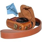 MegaGear "Ever Ready" Protective Light Brown Leather Camera Case, Bag for Canon Power Shot S120