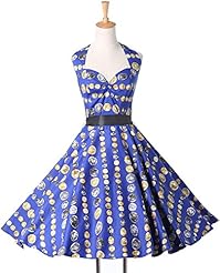 V-neck Halter Cotton/Satin Vintage Cocktail Bandage Dress/Homecoming Dress/Party Dress/Wedding Dress  With a Sash 