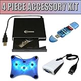 4 Pc Netbook Notebook Accessory Bundle Kit For Msi X600-096US X600-060US X340-218US X600-031US X600-021US X340-200US X340-023US INCLUDES External Portable USB CD-Rom 3 Fan USB Cooling Pad 4 in 1 Card Reader USB 2.0 to VGA