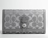 51pDyk4YZsL. SL160  Coach Mia Outline Signature Lurex Checkbook Wallet 44328 (SV/Silver)