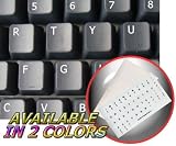 ENGLISH US KEYBOARD STICKERS WITH WHITE LETTERING ON TRANSPARENT BACKGROUND