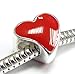 Sterling Silver Large Red Enamel Love Heart Bead