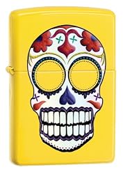 Zippo Skull Pocket Lighter (Yellow, 5 1/2 x 3 1/2 cm)
