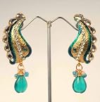 Earrings - Unique Golden Kundan Style Turquoise Earrings by ADIVA ABLAK00GH032